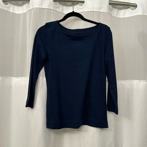Navy XS LOFT Boat Neck 3/4 Length Sleeve Blouse Top